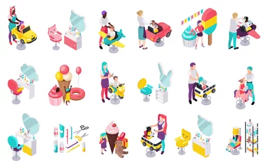 Stickers muraux Licornes Ensemble d& 39 icônes de coiffeur pour enfants