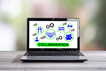 Collaboration concept on a laptop screen