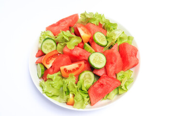watermelon salad on a white background