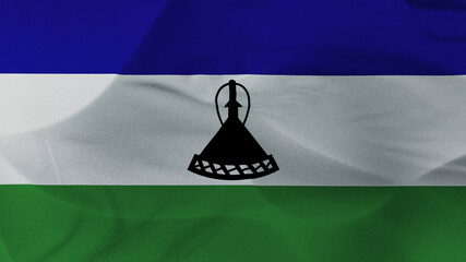 Close up 3d video 4k waving flag Lesotho