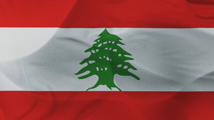 Close up 3d video 4k waving flag Liban