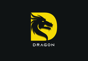 black dragon with a yellow background 