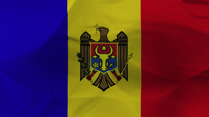 Close up 3d video 4k waving flag Moldavie