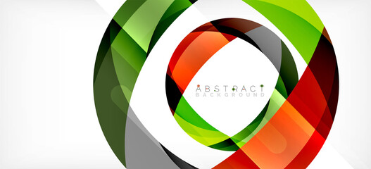 Geometric abstract background. Circle created with overlapping color shapes. Vector Illustration For Wallpaper, Banner, Background, Landing Page