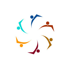 COLORFUL PEOPLE TOGETHER SIGN, SYMBOL, LOGO ISOLATED ON WHITE