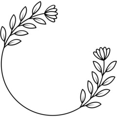 wreath flower with circle border frame