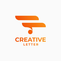 Fototapeta premium Creative letter logo, alphabet design, letter f design, geometric alphabet logo, letter gradient logo