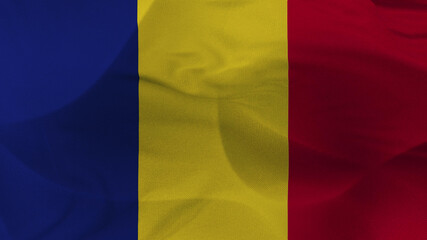 Close up 3d video 4k waving flag Roumanie