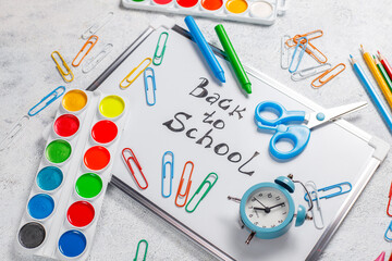 Back to school concept with school supplies.