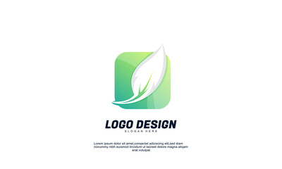 awesome stock illustrator abstract creative idea leaf rectangle logo for business or company with colorful design template
