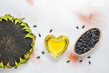 Sunflower oil and sunflower seeds.