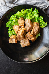 pork stewed meat garnish meal snack on the table copy space food background rustic. top view