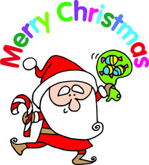 Vector illustration cartoon Santa Claus Merry Christmas card action series