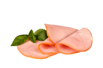 Pork ham slices isolated on white background