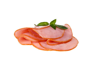 Pork ham slices isolated on white background