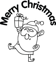 Fototapeta premium Vector illustration cartoon Santa Claus Merry Christmas card action series