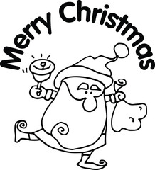 Vector illustration cartoon Santa Claus Merry Christmas card action series
