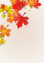 Fototapeta na wymiar Golden Leaves Background BeigeVector. Leaf Design
