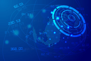 Pixel Earth and data combined with Internet technology big data background