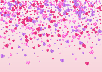 Lilac Heart Background Pink Vector. Cut Backdrop Confetti. Fond Romantic Pattern. Purple Confetti February Illustration. Tender Folded Frame.