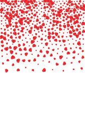 Red Heart Background White Vector. Congratulation Backdrop Confetti. Tender Valentine Frame. Pink Heart Blank Illustration. Violet Party Pattern.