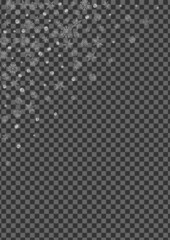 Metal Snow Background Transparent Vector. Snowflake Design Texture. Luminous Flake Spray. Silver Graphic Pattern.