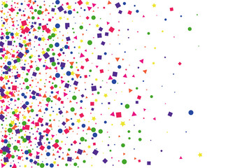 Yellow Celebrate Star Illustration. Sparkle Confetti Background. Red Dot Decoration. Festive Square Illustration. Purple Celebration Circle.