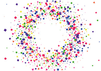 Yellow Festive Confetti Illustration. Vector Circle Decoration. Orange Square Background. Isolated Dot Illustration. Green Gift Star.