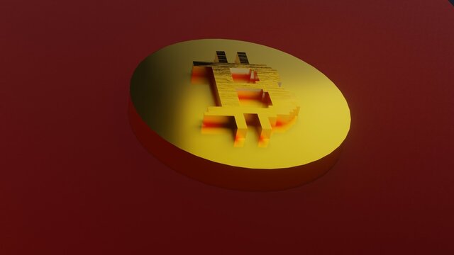 Bitcoin pixel image. Create in Blender