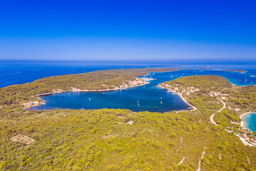 Fototapeta na wymiar Aerial view of Veli Rat bay on the island of Dugi Otok on Adriatic sea in Croatia, beautiful seascape