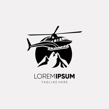 Mountain Helicopter Logo Design Vector Graphic Icon Illustration