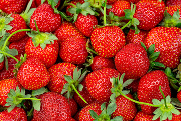 Closeup juicy ripe strawberry background.