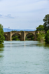Fototapeta premium Pont-Vieux Old Bridge XIV Century spans over river Aude in the French city of Carcassonne.