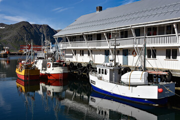 Coastal fishing boats at fishermens house