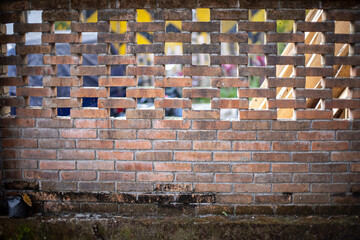 brick wall with graffiti at the restaurant