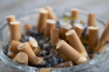 Cigarette butts in an ashtray