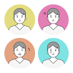 喜怒哀楽の男性の表情バリエーション