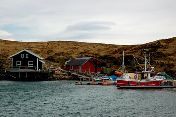 Fototapeta na wymiar PArt of coastal settlement in northern Norway