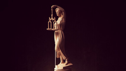 Lady Justice Statue Judicial System Marble Woman Guardian Art Sculpture Left 3d illustration render	