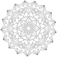 Leaf Flower Petal Coloring Mandala Art Simple Graphic Shape Vector Floral Oriental Outline Vintage Decorative Elements Pattern Illustration Islam Arabic Indian Turkish Mystic Religion Morals Lotus