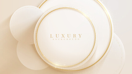 luxury circle background with glitter gold lines, vector illustration scene.