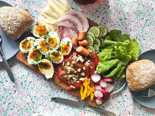 springtime breakfast with many ingredients