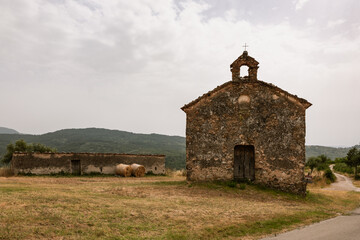 Fototapeta premium Sant'Angelo a Fasanella (Italy), view of the countryside chapel, chapel of San Vito. Cilento. Countryside architecture. Stone architecture.