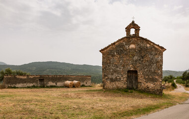 Fototapeta premium Sant'Angelo a Fasanella (Italy), view of the countryside chapel, chapel of San Vito. Cilento. Countryside architecture. Stone architecture.