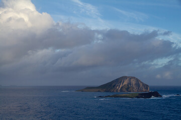 Hawaii island landscape with clouds in the sky