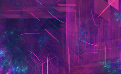 Abstract fractal art background. Bright pink, blue, purple scratchy grunge textures.
