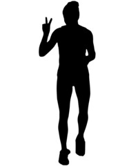 silhouette girl victory sign