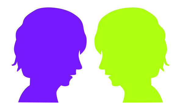 Teenager With Uneven Haircut Head Face Profile Silhouette