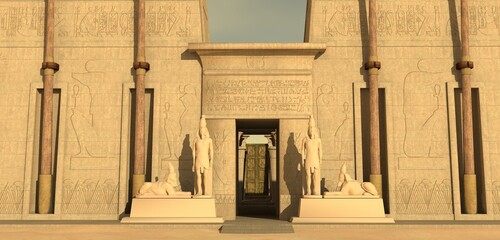 Egyptian temple in the desert 3d illustration