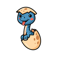 Cute little dinosaur cartoon hatching from egg